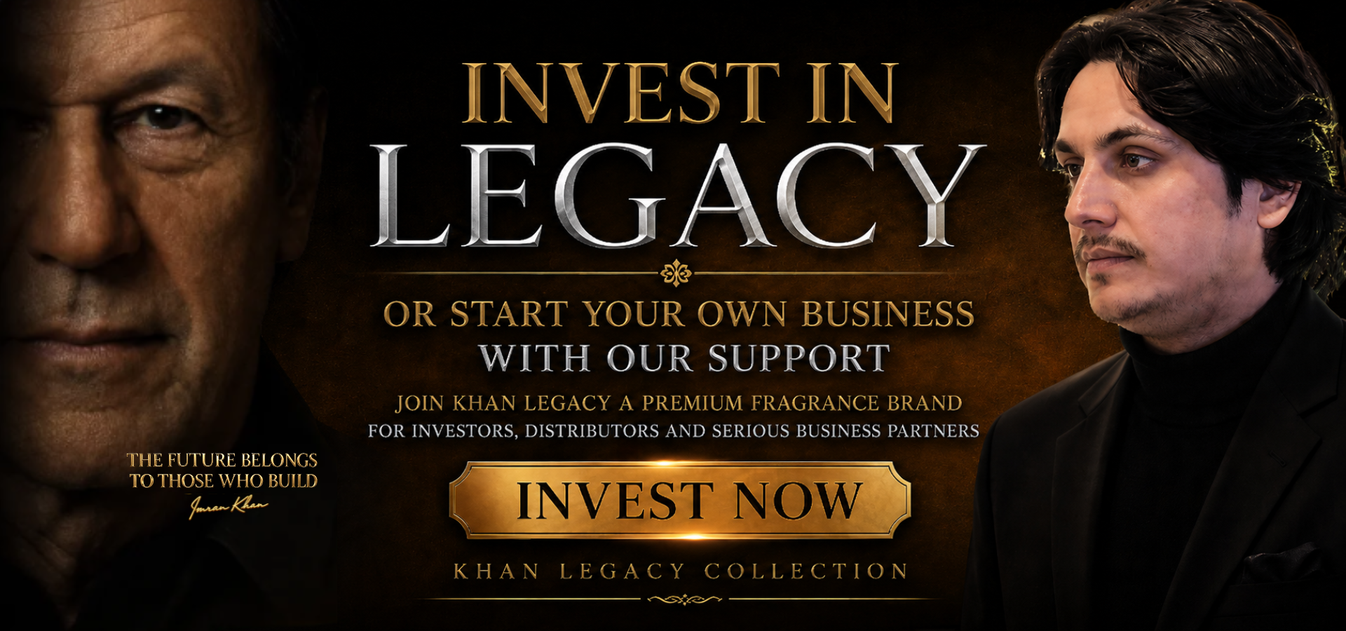 Khan Legacy investment and business opportunity banner for perfume investors, distributors, resellers, and business partners